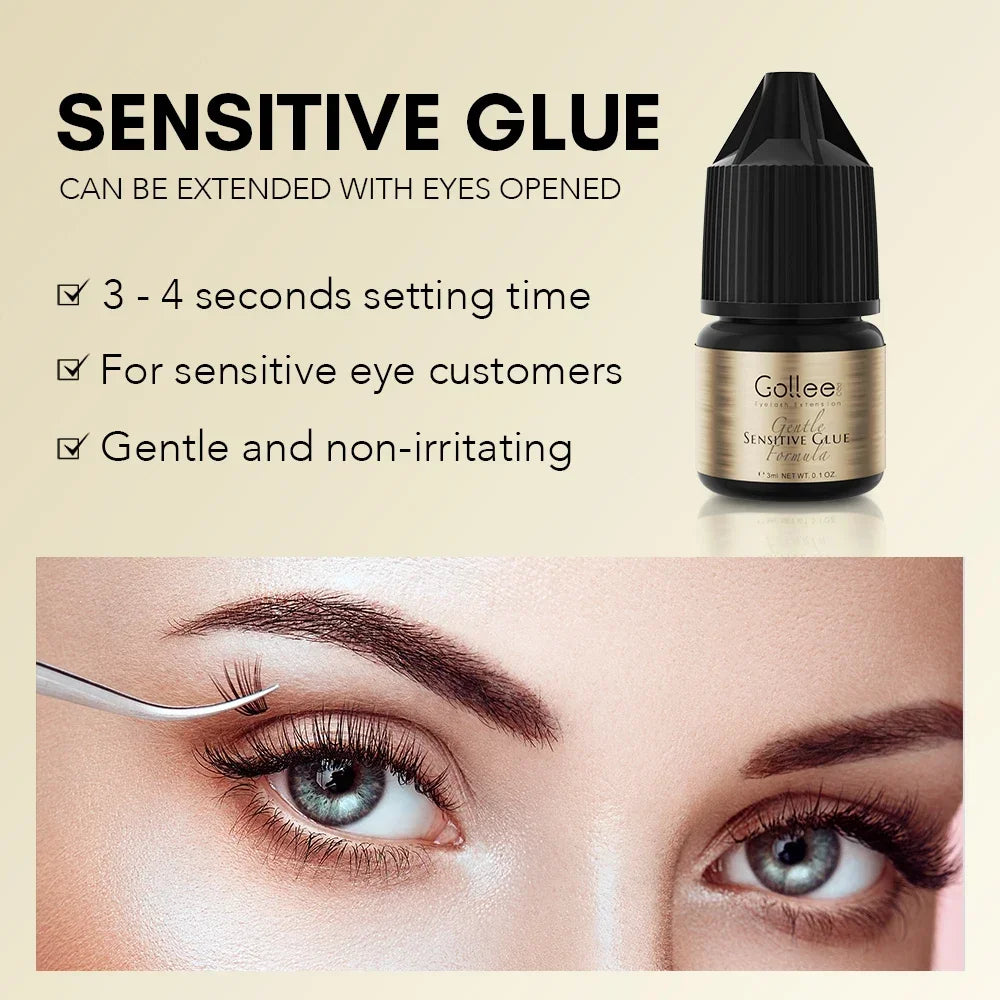 Gollee Cluster Lashes Glue No Irritation Eyelash Extension Fast Dry Adhesive for Home Use Professional Lash Extension Supplies