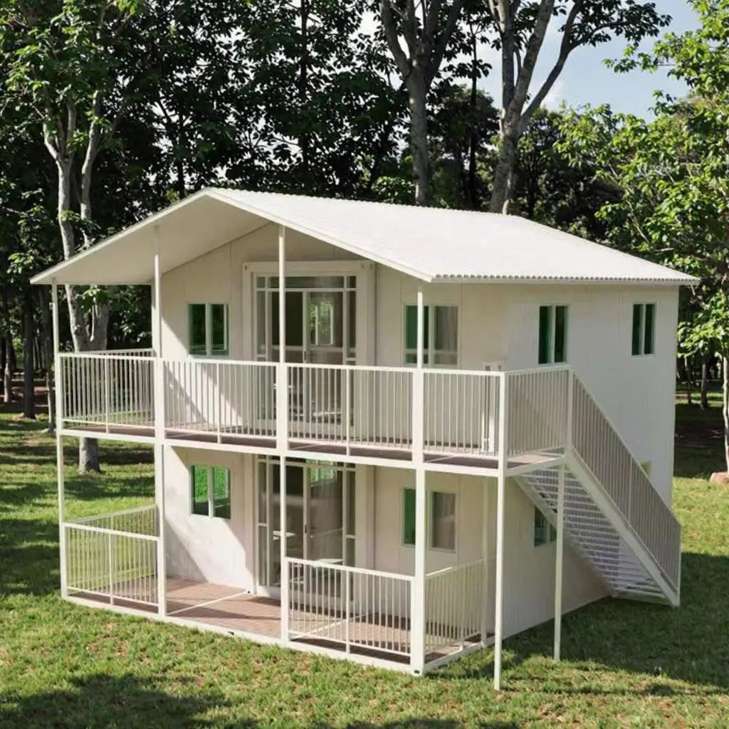 Two Story Mobile Foldable Container House 20ft Expandable Prefab Home with Wheels for Hotel Resort Cabin Outdoor Living