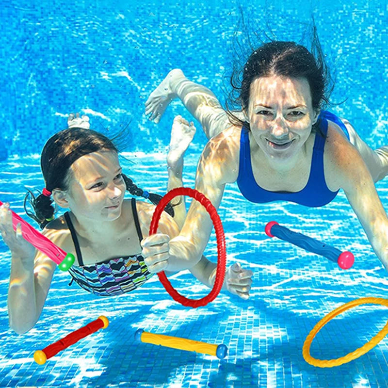Pool Decoration Props Inflatable Swimming Pool Accessories Treasure Hunt Diving Set Torpedo Fish Water Rings Dolphin Gifts TMZ