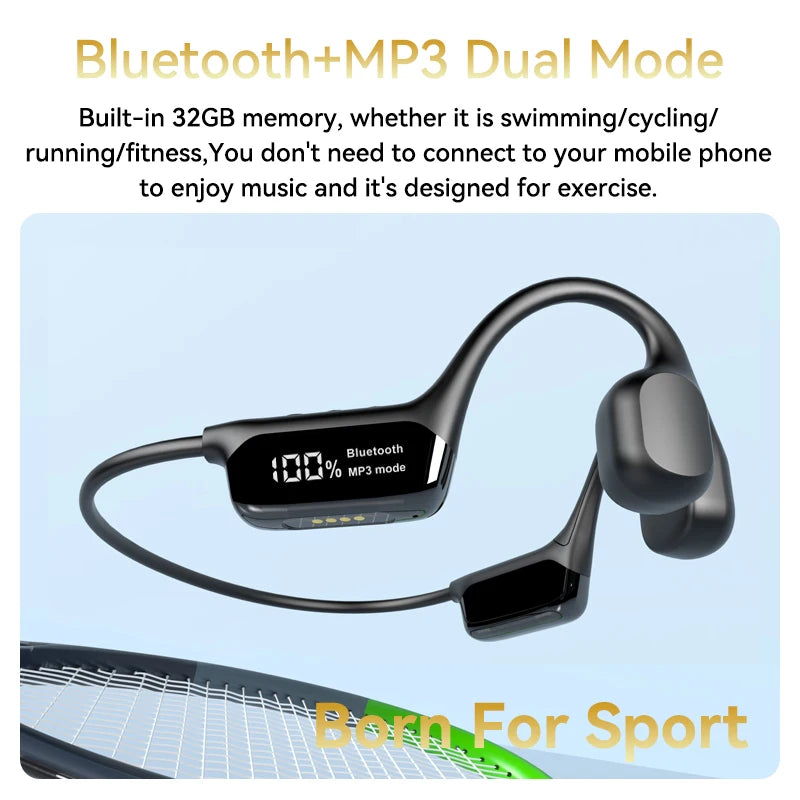 Bone Conduction Headphones Bluetooth 5.4 Wireless Earphones IPX8 Waterproof for Swimming Sports with 32G RAM Support MP3 Player
