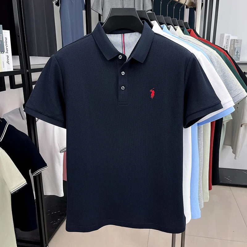 High End Brand Pure Cotton Short Sleeve Polo Shirt Men Summer Fashion Exquisite Pony Embroidery Comfort Business Casual T-Shirt