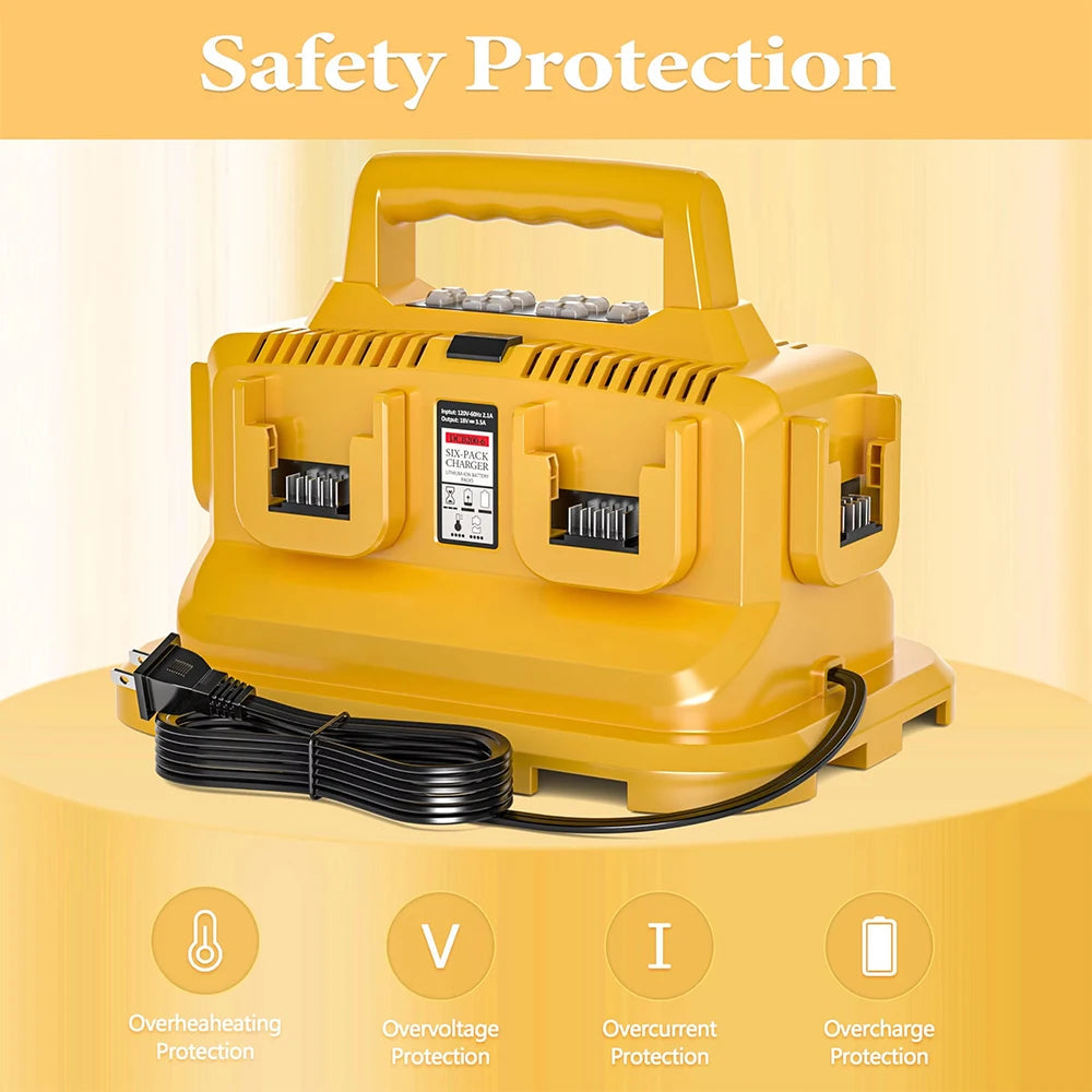 6 Ports Dewalt Rapid Battery Charger Station Replacement for Dewalt Flexvolt 20V 60V Battery DCB200 DCB205 DCB606 DCB609