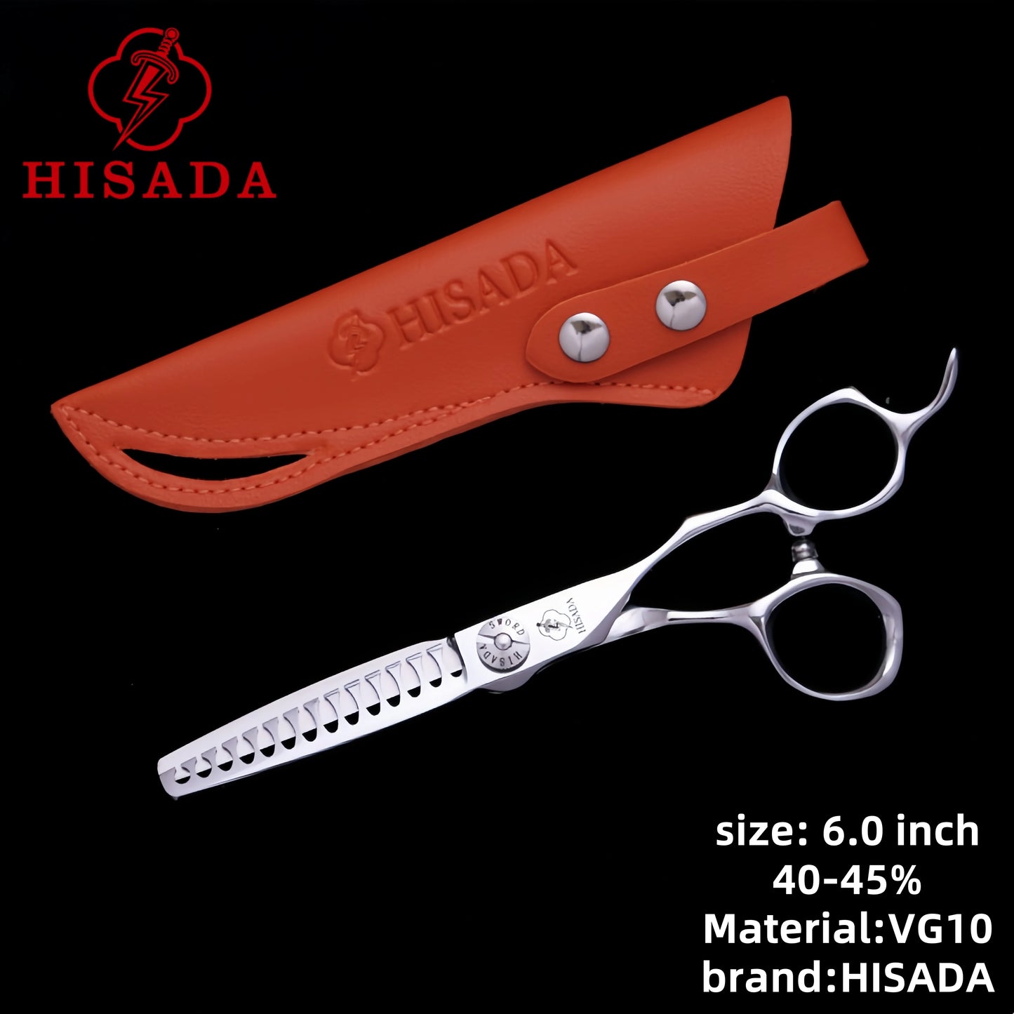 Hisada Professional Hairdressing Scissors 6 Inch VG10 Stainless Steel Cutting Scissors for Salon Use