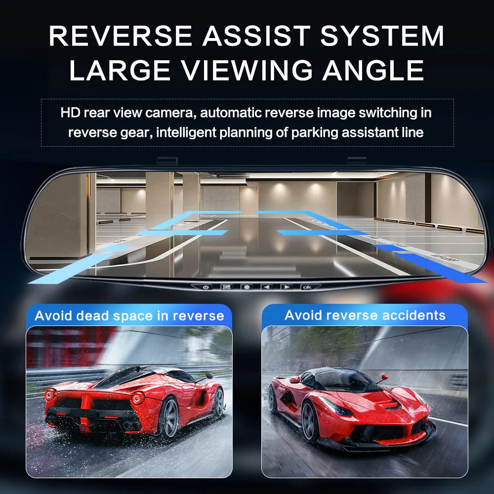 4.2 Inch Large Rear View Mirror Tachograph Dual Lens HD 1080P Automotive Video Recorder Car DVR