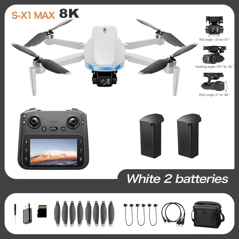 For Xiaomi S-X1 GPS Drone 8K HD professional camera Three-axis gimbal WIFI UAV Obstacle Avoidance Quadcopter Brushless Toy Gift