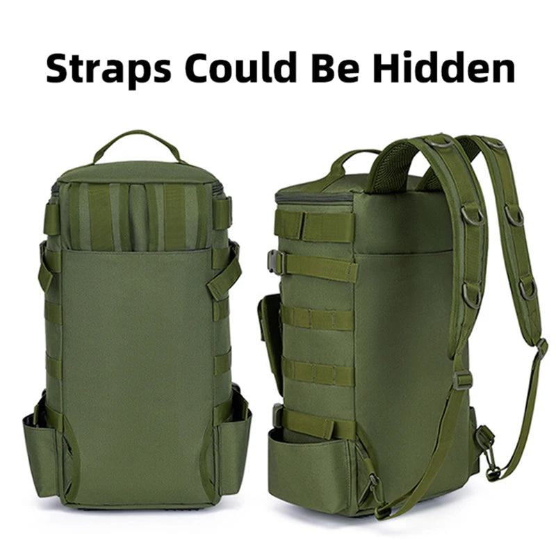 Tactical Fishing Backpack Tackle Bag with Rod Holders Multifunctional Storage for Camping Hiking and Outdoor Activities