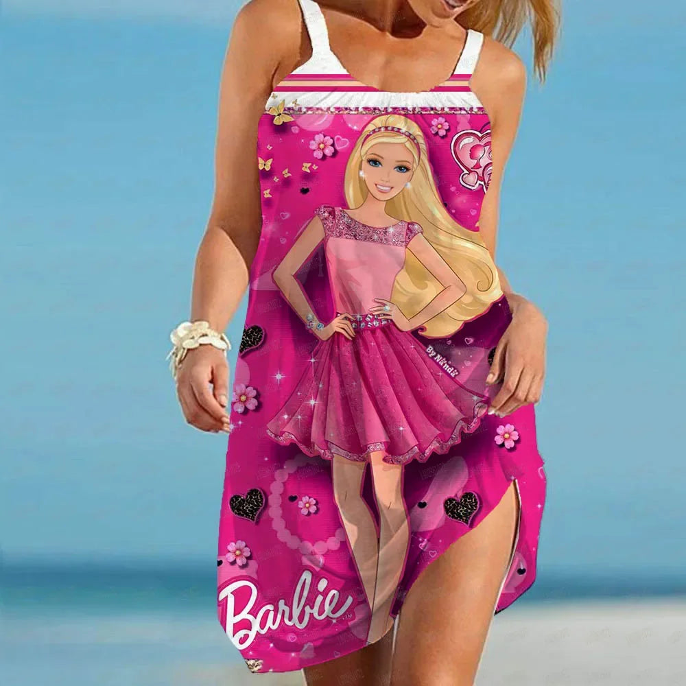 Casual Barbie Beach Dress for Women Summer Knit Mini Loose Fit