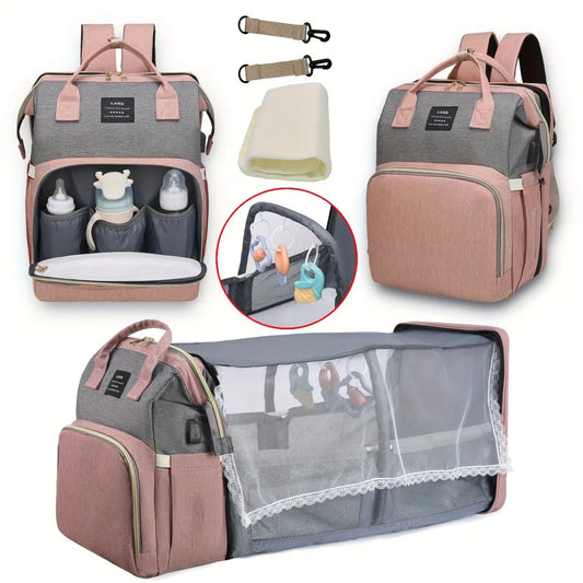 DHDH Lightweight Folding Diaper Bag Crib Maternity Backpack