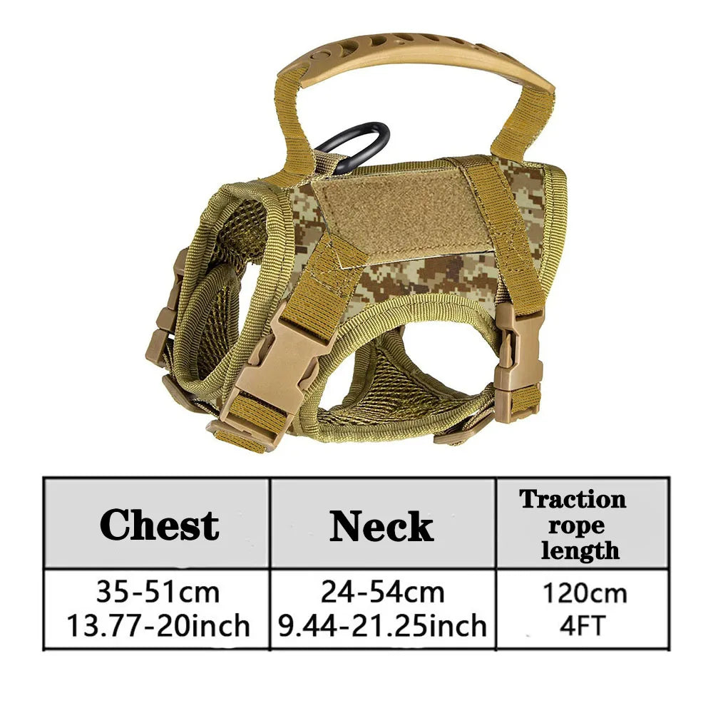 Tactical Cat Dog Harness Leash Adjustable Pet Vest Soft Mesh Training Puppy Straps with Handle for Large Cats
