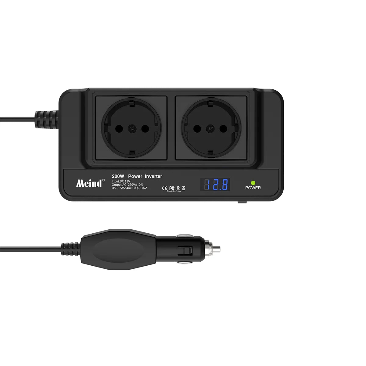 Meind 200W Car Inverter 12V to 220V Power Inverter for Car