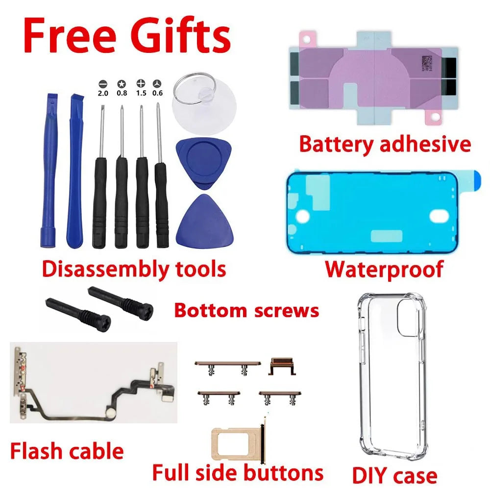 Rear Housing For XR To 16 Pro Back Shell With Free Gifts Flash Cable Waterproof SIM Tray Side Key Parts Tools