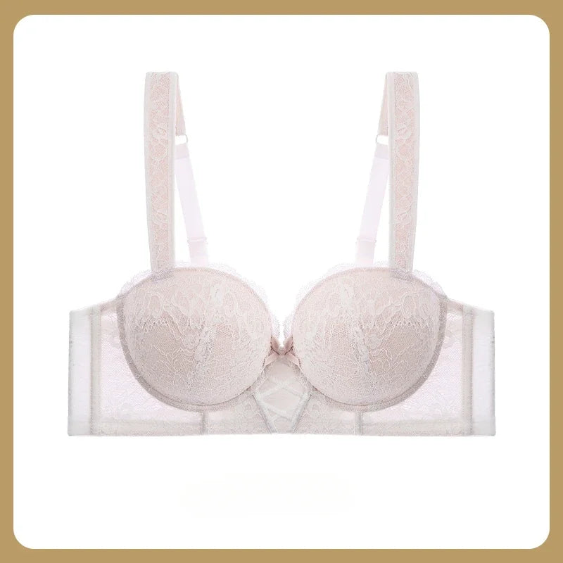 Lace Sexy Hot Bra Woman's Thin Top Up Bra Push-up Big Chest Revealing Small Bra Underwear 70-100 B C D E SWD9097