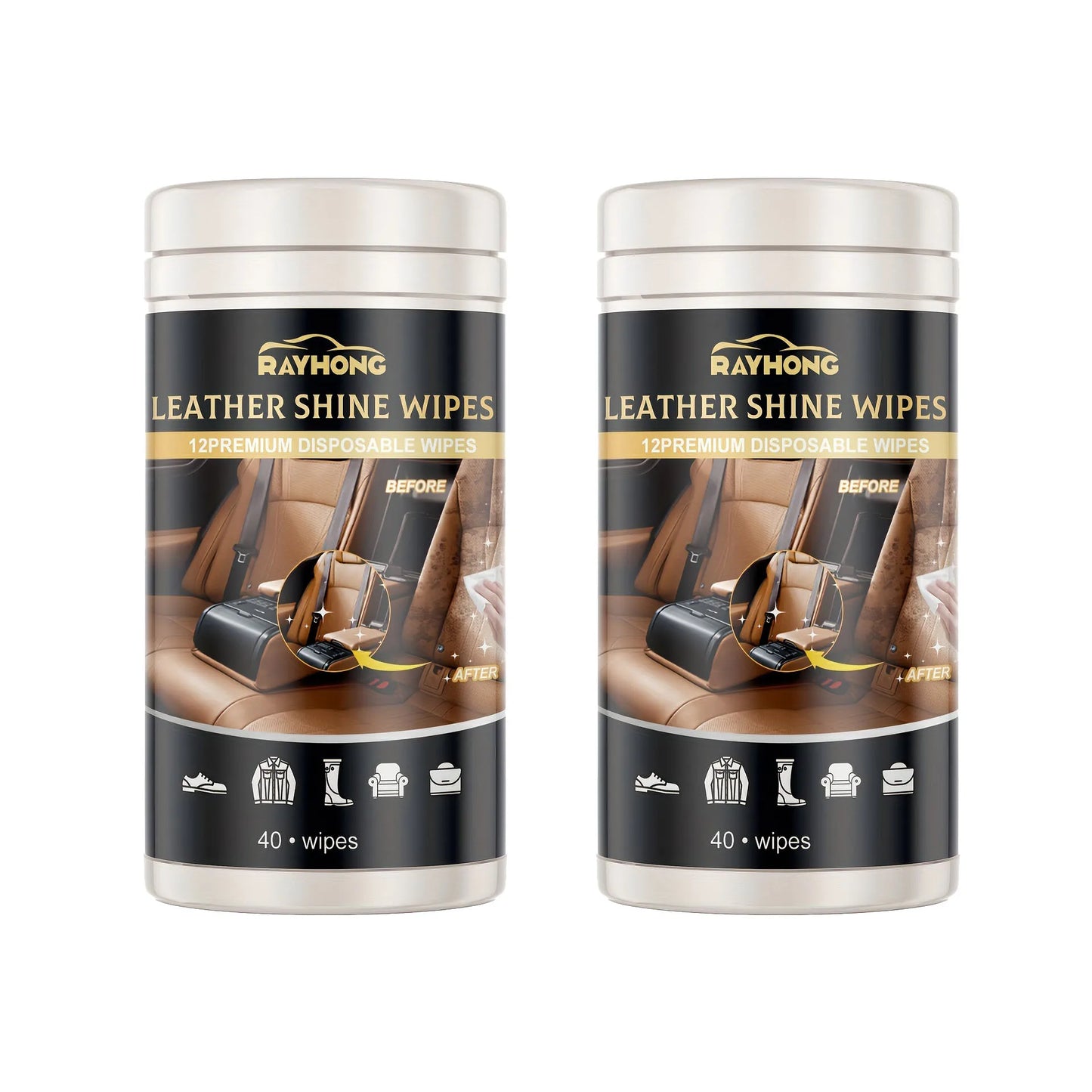 40 80pc Premium Faux Leather Cleaning Wipes for Sofas Shoes and Car Seats