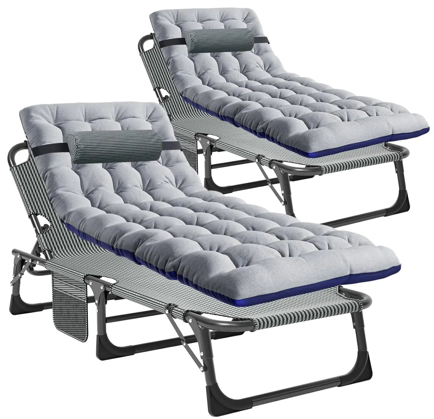Tanning Chair, Heavy Duty Folding Beach Lounger with Face Arm Hole, Adjustable 5-Position Patio Chaise Lounge, Customized