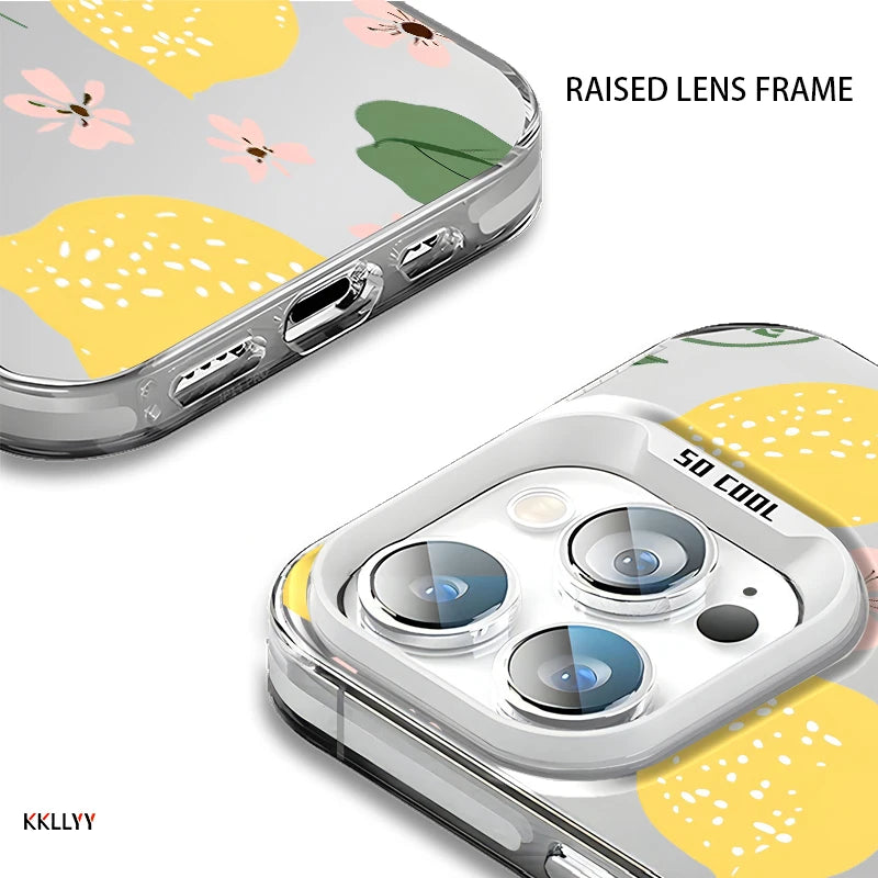 Liquid Silicone Phone Case for iPhone 16E 15 14 13 Pro Max 18 XR Printed Cover Shockproof Lemon Holiday Gifts