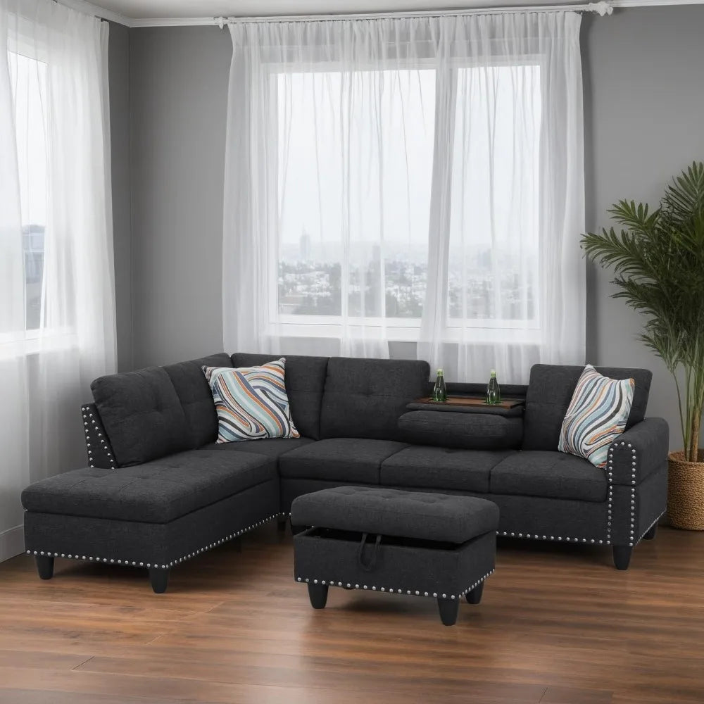 HUANHUICN L Shaped Modular Sectional Sofa With Storage