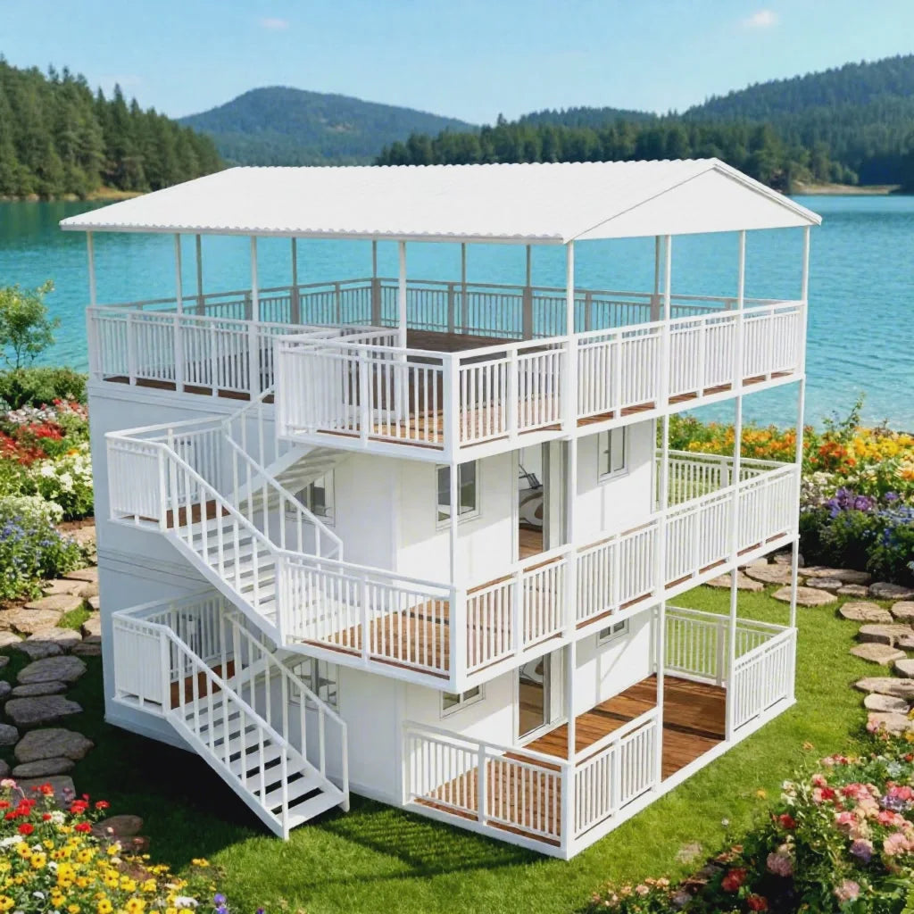 Two Story Mobile Foldable Container House 20ft Expandable Prefab Home with Wheels for Hotel Resort Cabin Outdoor Living