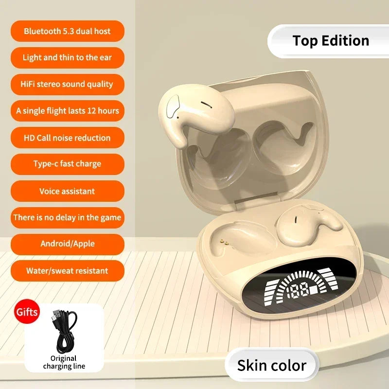 Sleep Bluetooth Headphones Noise Cancelling Wireless Music Sports TWS 538 Thin Earbuds with Digital Display