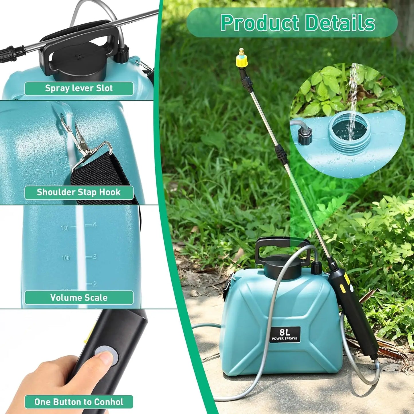 Shoulder Style Electric Sprayer 8L Watering Can With Spray Gun USB Rechargeable Automatic Garden Plant Mister
