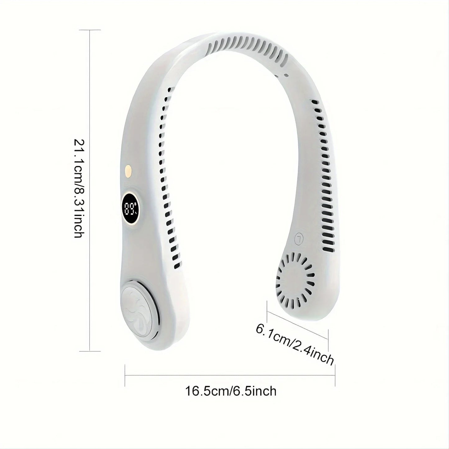 Portable Rechargeable Bladeless Neck Fan 360 Degree Cooling Wearable Personal Fan for Travel and Outdoor Sports with Digital Display