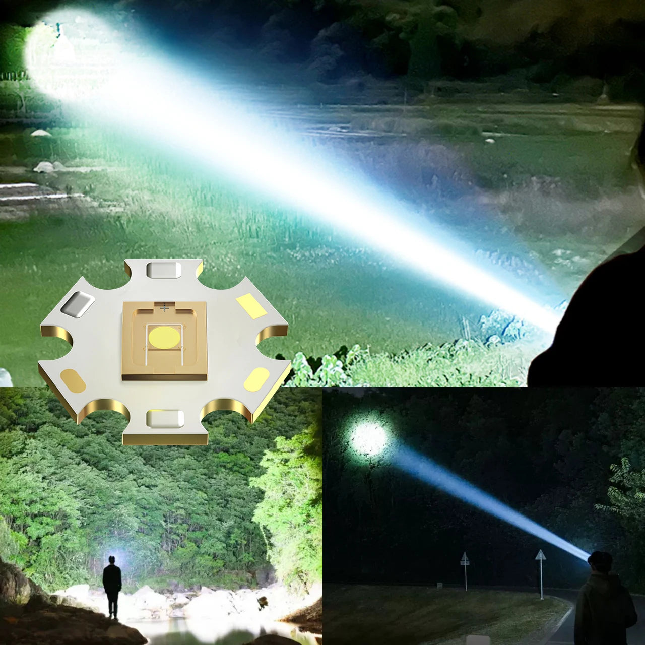 High Power Led flashlight Strong Light Rechargeable Torch Portable Handheld Flashlight Long Range 5km COB Light Camping Hiking