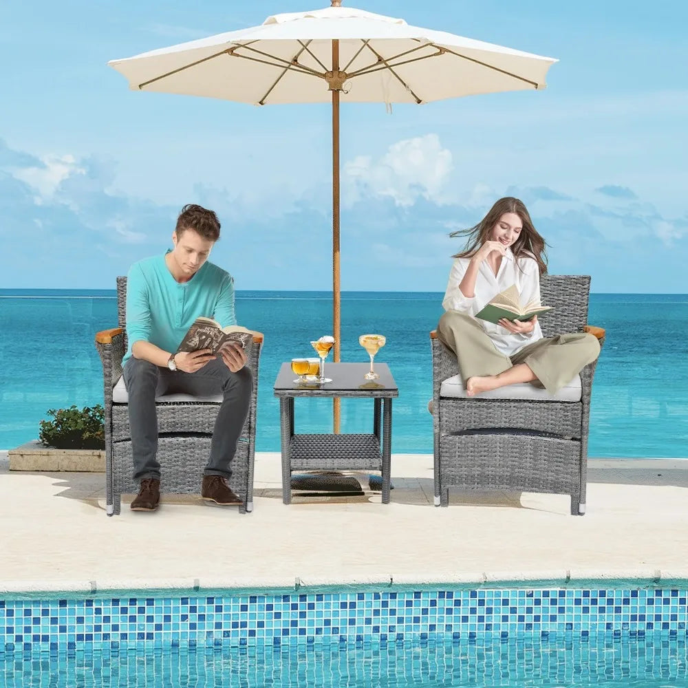 ANGDUO Outdoor Patio Furniture Set With Table And Ottomans