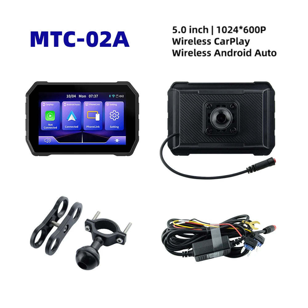 EKIY 5 Inch Wireless CarPlay and Android Auto Portable Motorcycle GPS Navigation Display Screen