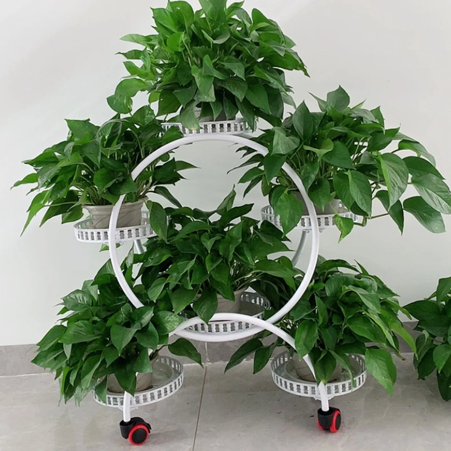 White Metal Plant Stands for 6 Pots Flower Stand for Patio Garden Living Room Corner Balcony and Bedroom