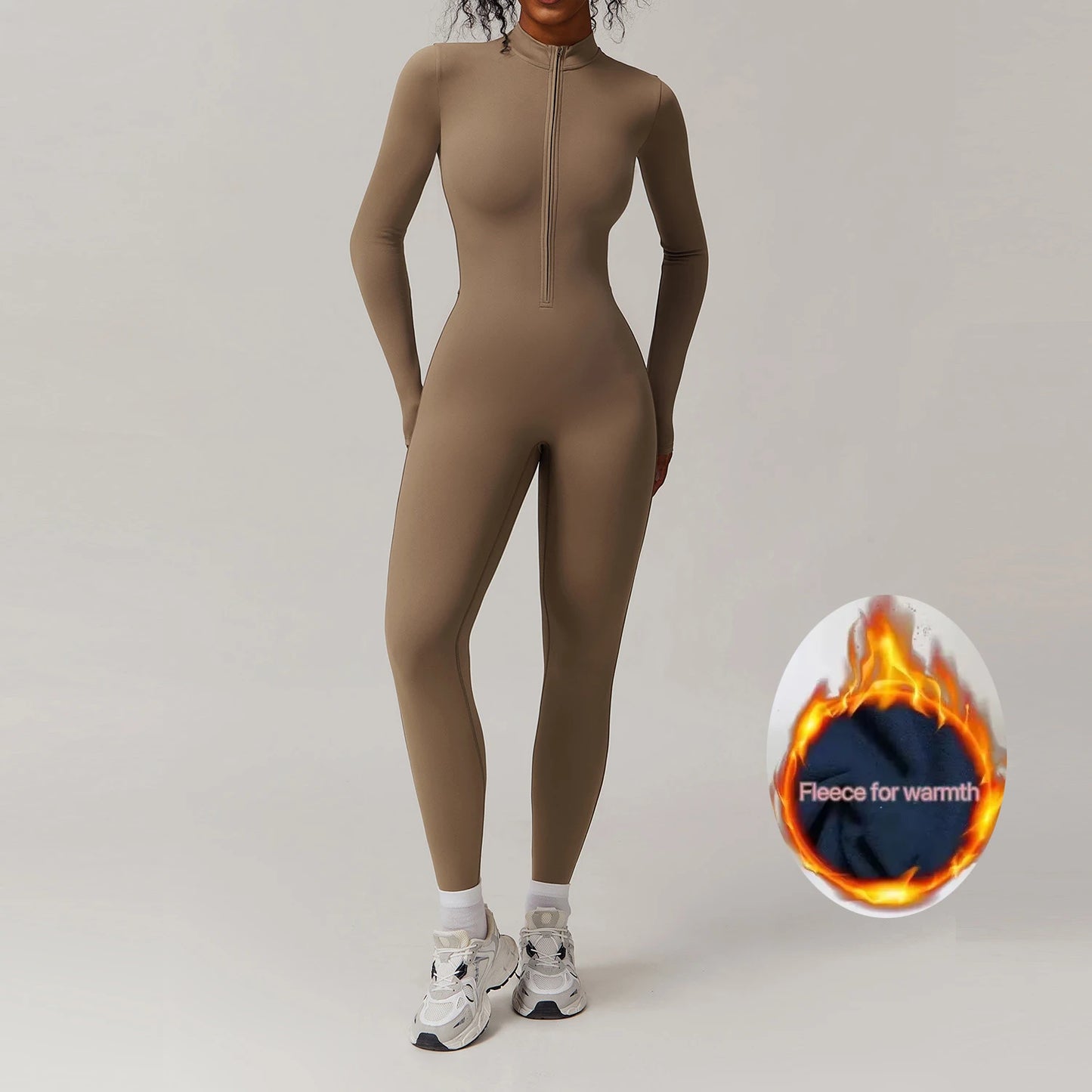 Winter Autumn Women's One Piece Yoga Jumpsuit Solid Polyester Spandex