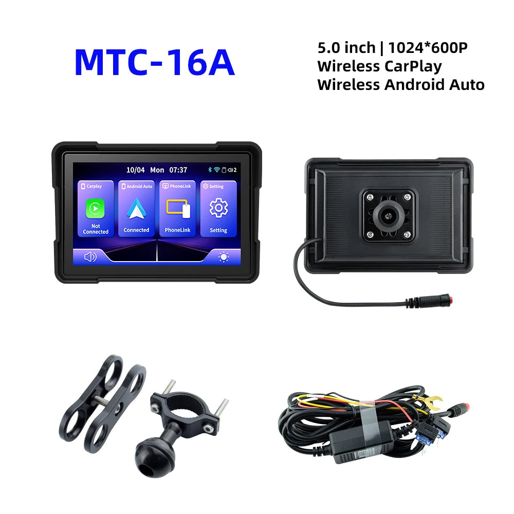 EKIY 5 Inch Wireless CarPlay and Android Auto Portable Motorcycle GPS Navigation Display Screen