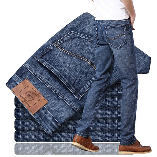 KUBROCN Men Vintage Straight Leg Embroidered Jeans Casual