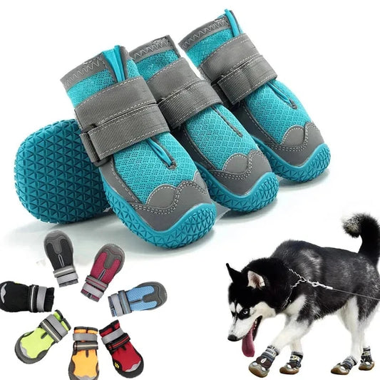 4Pcs Set Dog Shoes for Large Dogs Breathable Professional Outdoor Anti Slip Durable Pet Shoes with Rubber Sole for Hiking