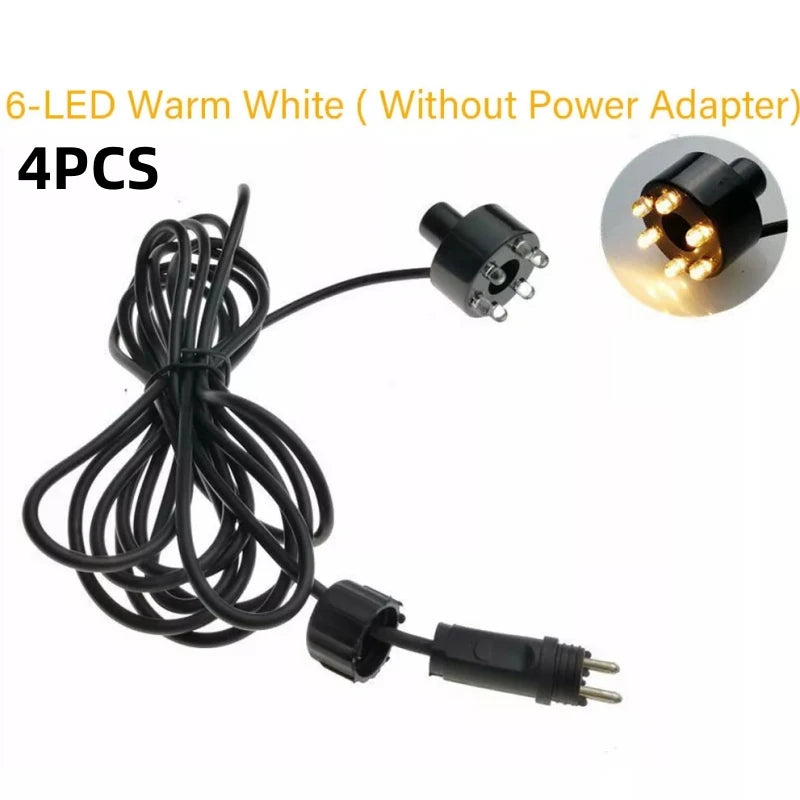 Underwater 6 LED Light Ring For Fountain Pond Garden 1 2 4 Pieces Without AC Adapter