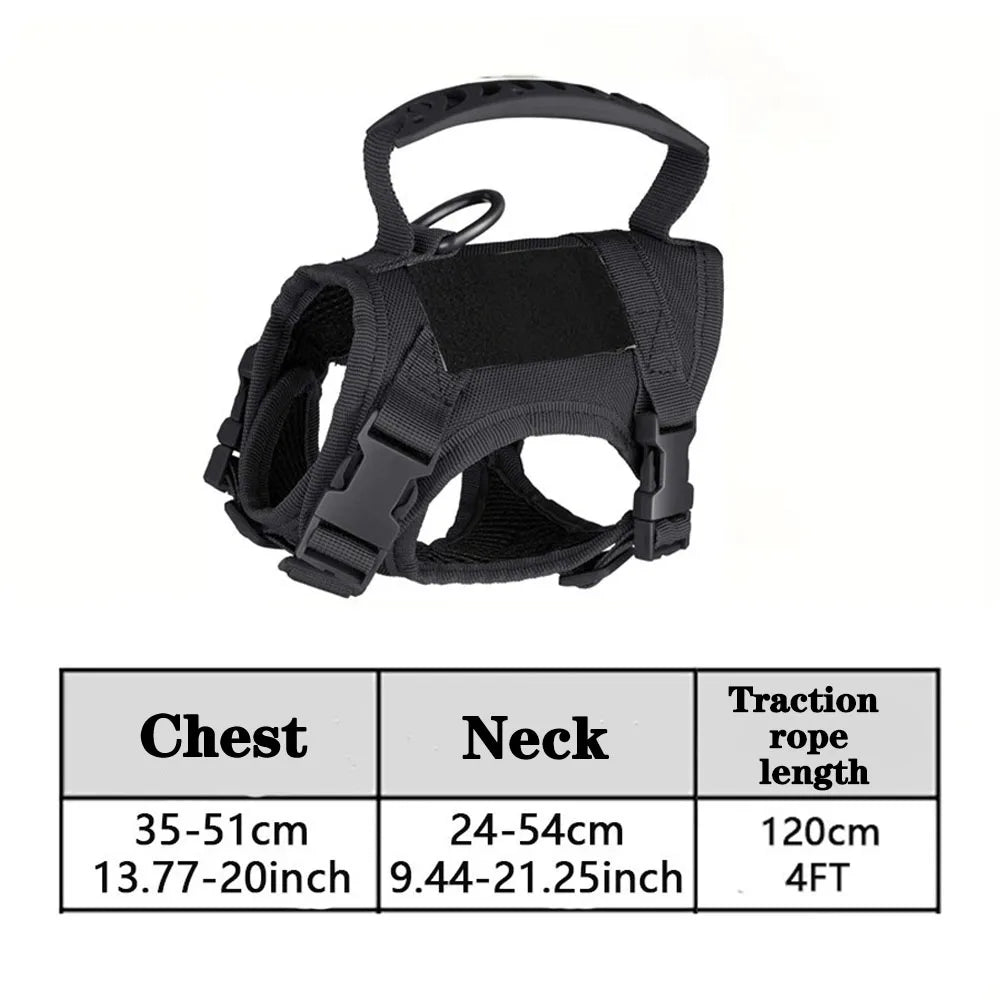 Tactical Cat Dog Harness Leash Adjustable Pet Vest Soft Mesh Training Puppy Straps with Handle for Large Cats