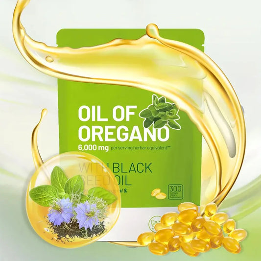 300 Capsules Oil Of Oregano With Black Seed Oil Natural Antioxidants For Fitness Nutritional Support Highly Effective Supplement