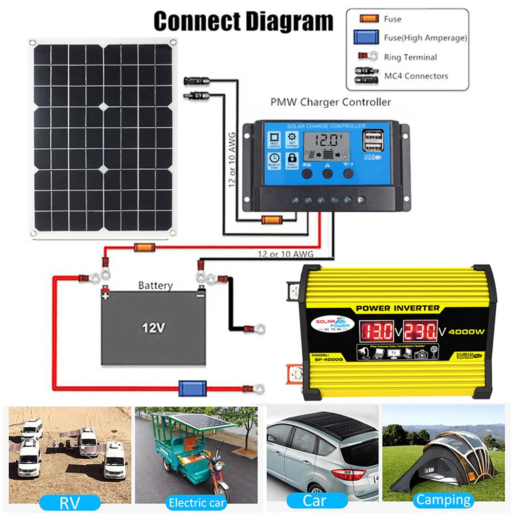 Portable Inverter Car Power Inverters DC 12 Volt To AC 110/220 Volt Transformer 4000W Modified Sine Wave Inverter USB Auto Inverters