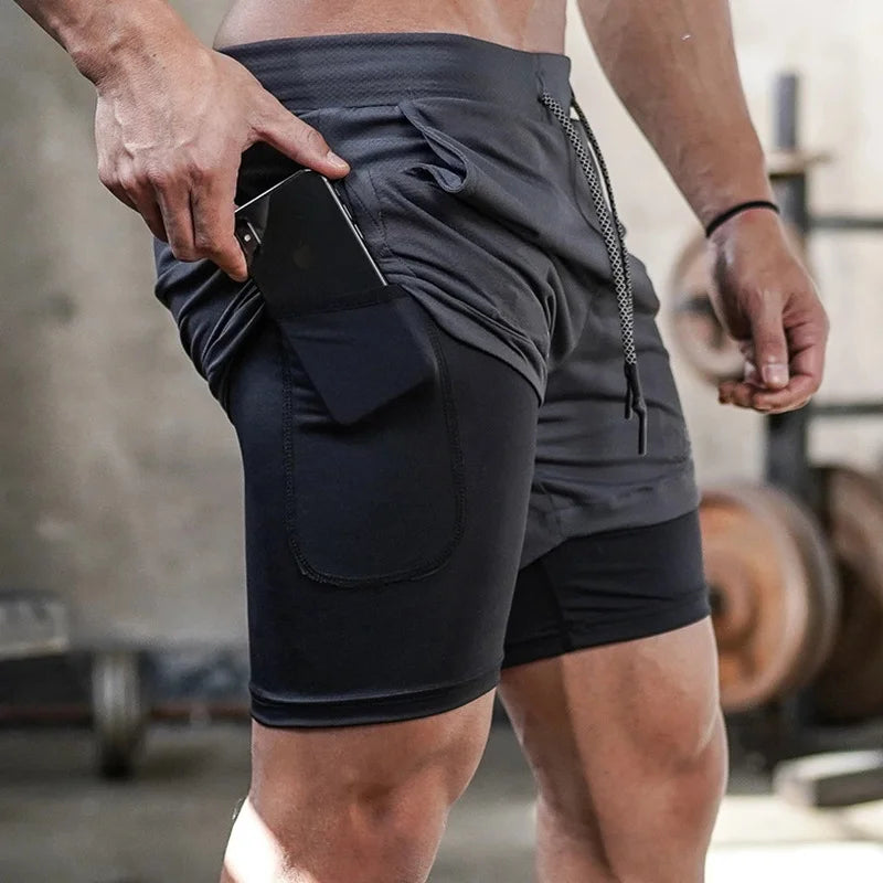 Camo Running Shorts for Men 2 in 1 Quick Dry Workout Training Gym Fitness Jogging Shorts