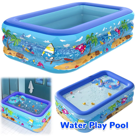 Inflatable Swimming Pool Cartoon Pattern Framed Swimming Pool Baby Bath Bathtub for Summer Outdoor Indoor