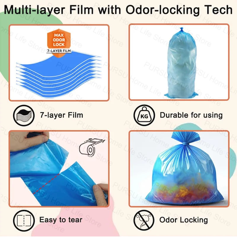 Cat Litter Refill Bags Compatible with Litter Genie Easy Roll Pail Waste Disposal System 25 or 75 Bags