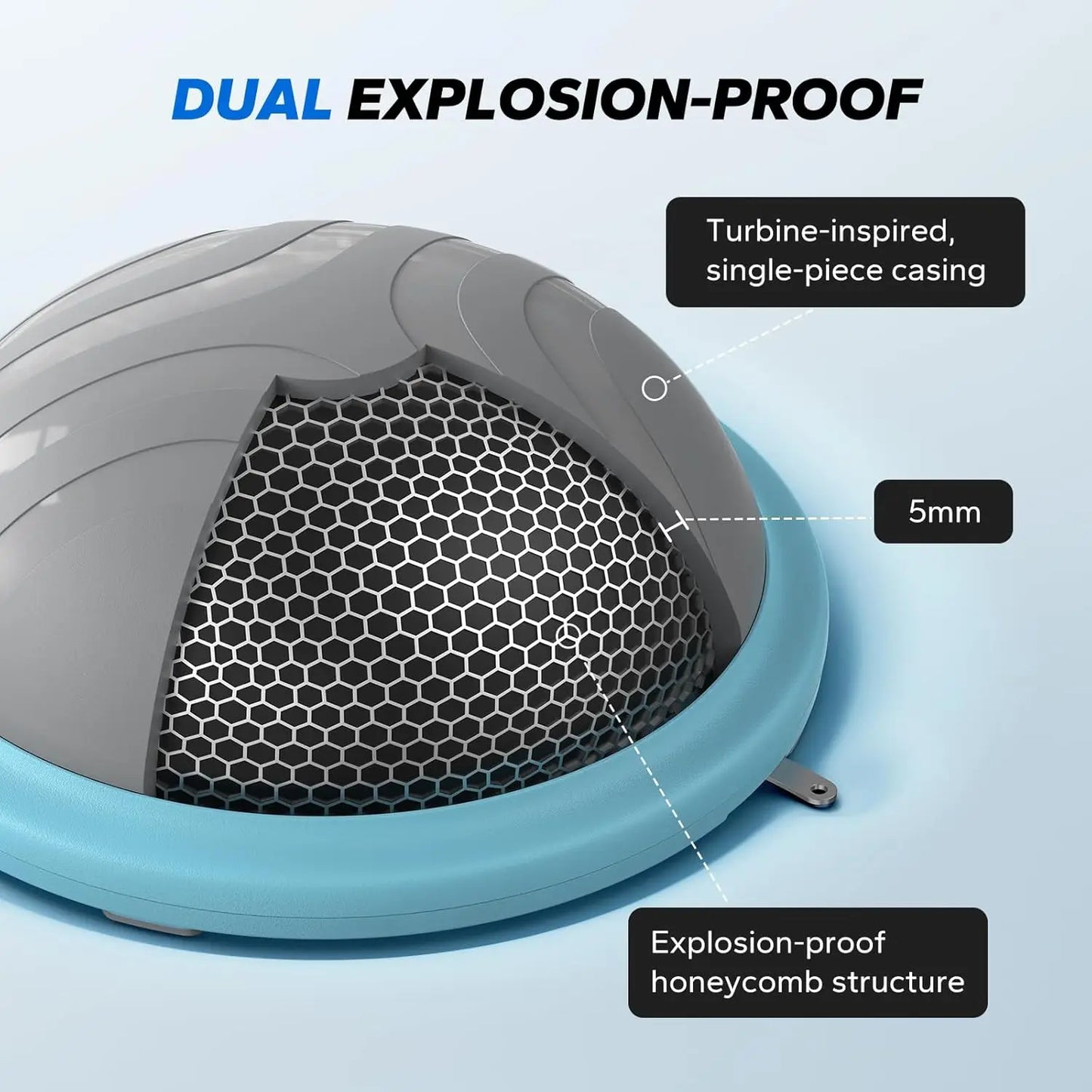 18-Inch Half Exercise Ball with Resistance Bands and Pump for Core Strength Training, 300lb Capacity