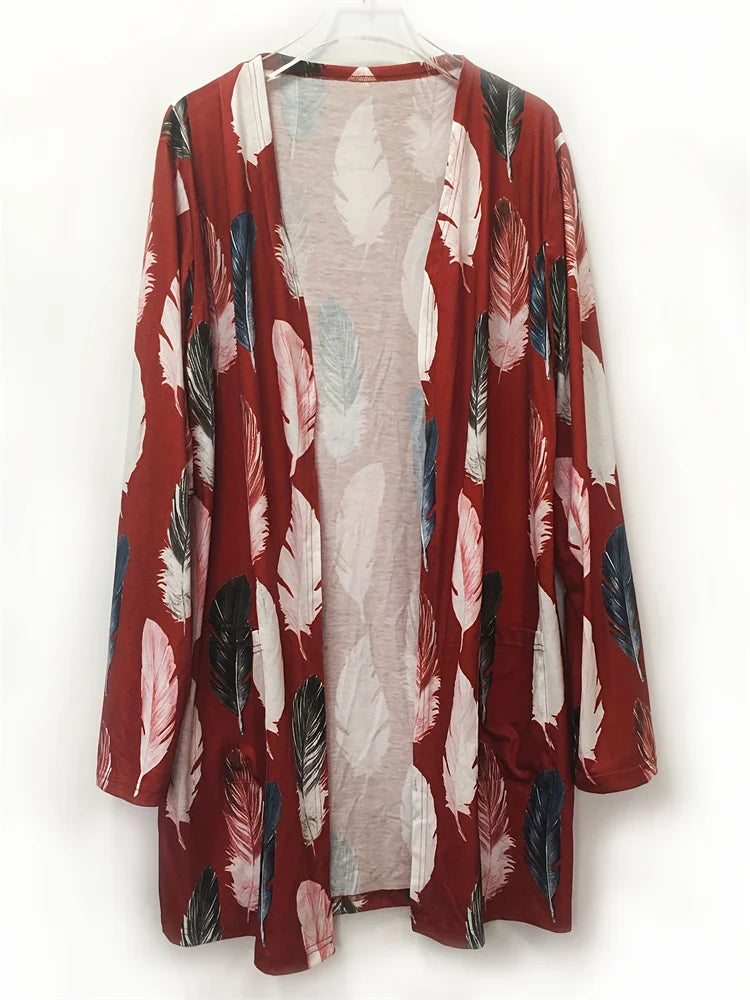 Plus Size Women's Casual Fashion Cardigan Long Sleeve Coat for Spring and Autumn