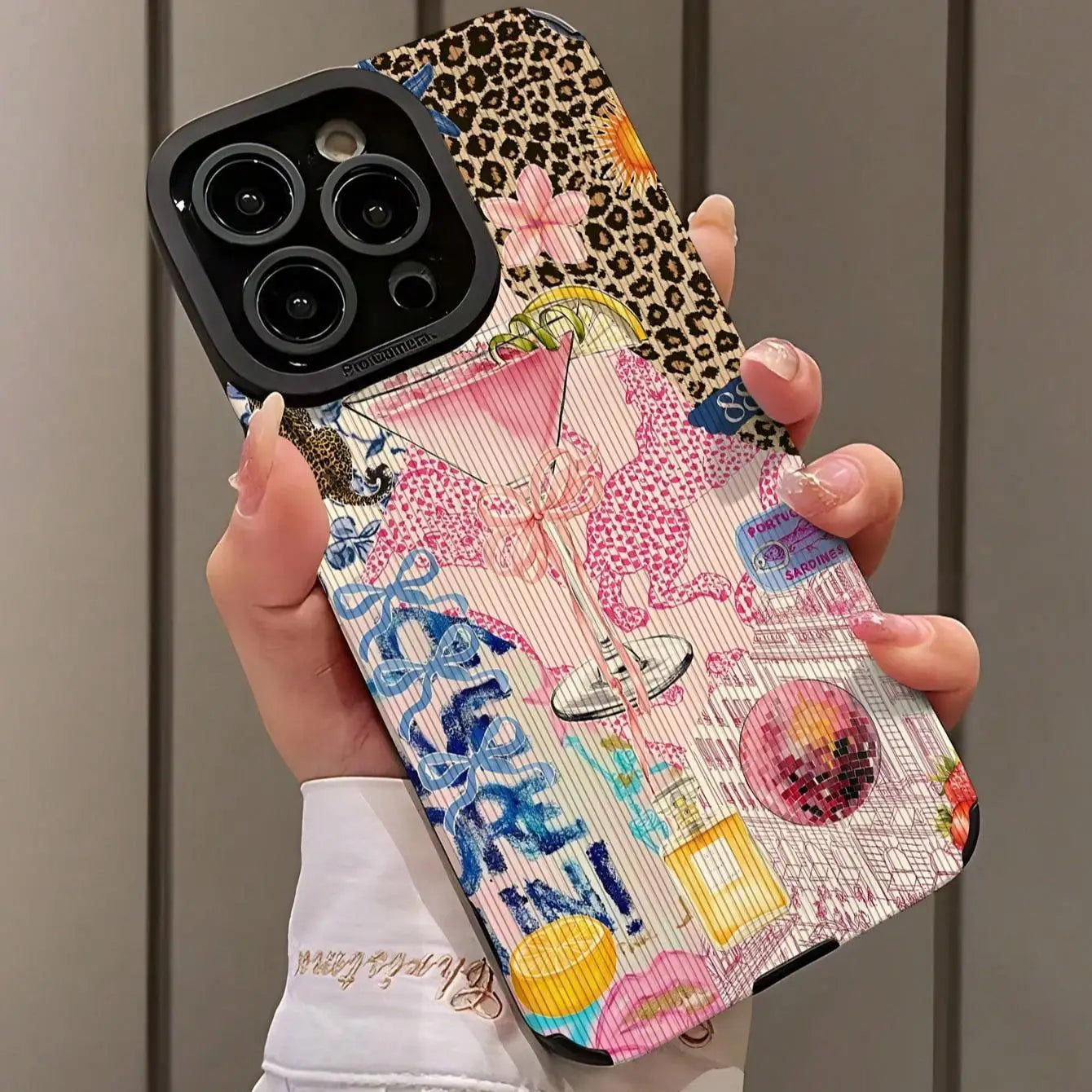 Fashion Leopard Pattern Phone Case for Fall Anti Drop Protector Cover Compatible with iPhone 16 Pro Max 15 Pro 14 Plus 13 12 11