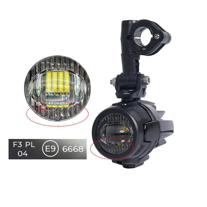 E9 Mark Motorcycle LED Fog Lights for BMW R1250GS ADV F800GS R 1250 GS LC Yamaha MT07 MT09 Universal Auxiliary Light Assembly