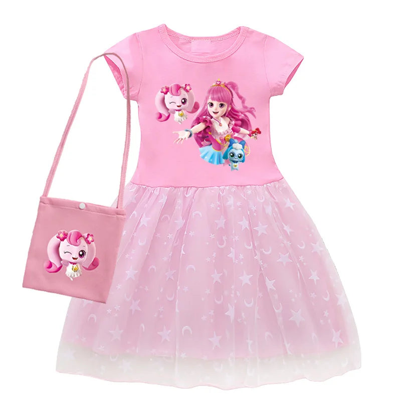 Kids Cotton Knee-Length Dress for Girls Birthday Party Princess Costume Halloween Cosplay