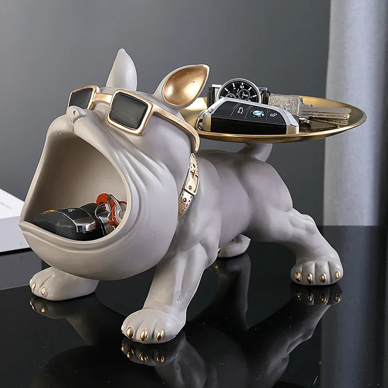 30cm Bulldog Figurine Dog Statue Storage Box Resin Craft Art Sculpture Home Decor Puppy Ornament