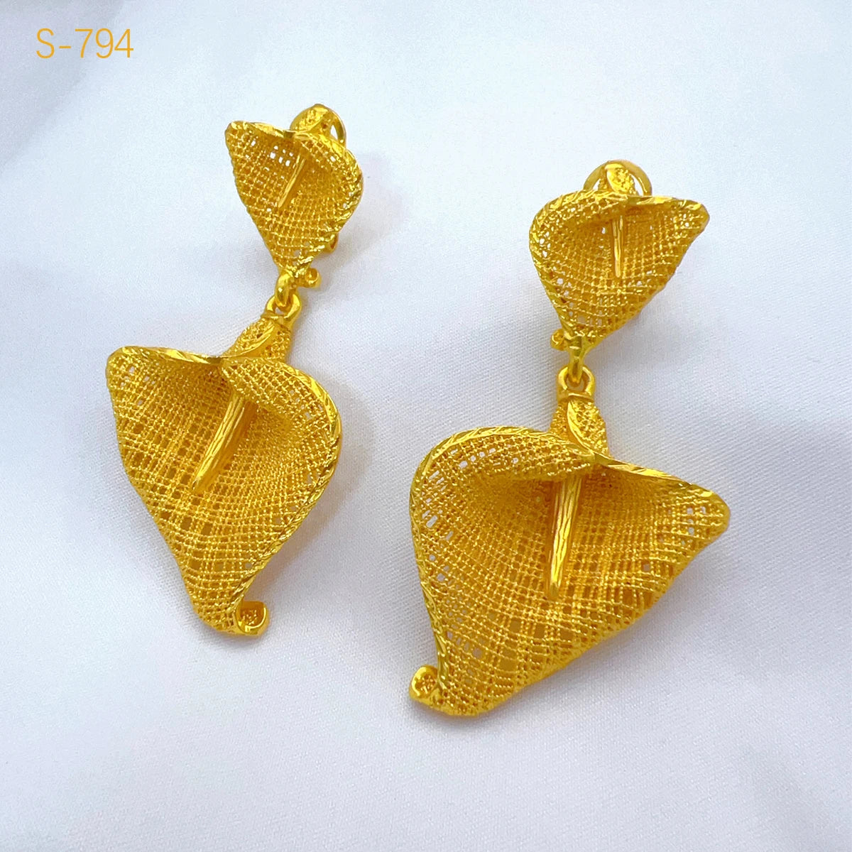 Dubai Luxury Irregular Necklace And Earrings Sets For Women Ethiopian Indian Bridal 24k Gold Color Jewelry Set Wedding