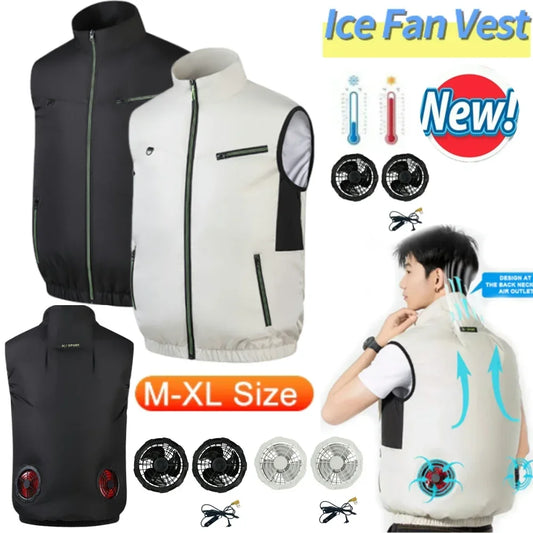 Cooling Vest Ice Fan Vest 3 Gears USB Heat Resistant Air Conditioner Clothes Breathable Wearable Fan Vest for Camping