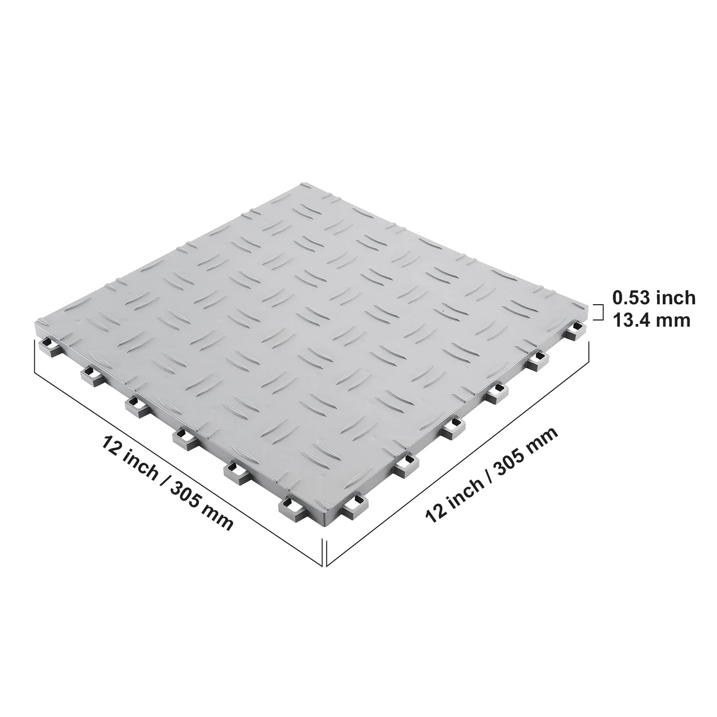 SucceBuy Garage Tiles Interlocking 12 x 12 x 0.53 inch 25 Pack Garage Floor Covering Tiles  for Garages Basements Silver