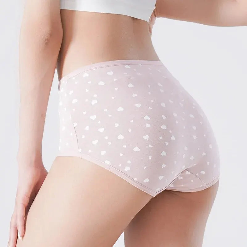 4Pcs Women's High Waist Underwear Fashion Print Briefs Breathable Cotton Plus Size M-5XL Female Lingerie