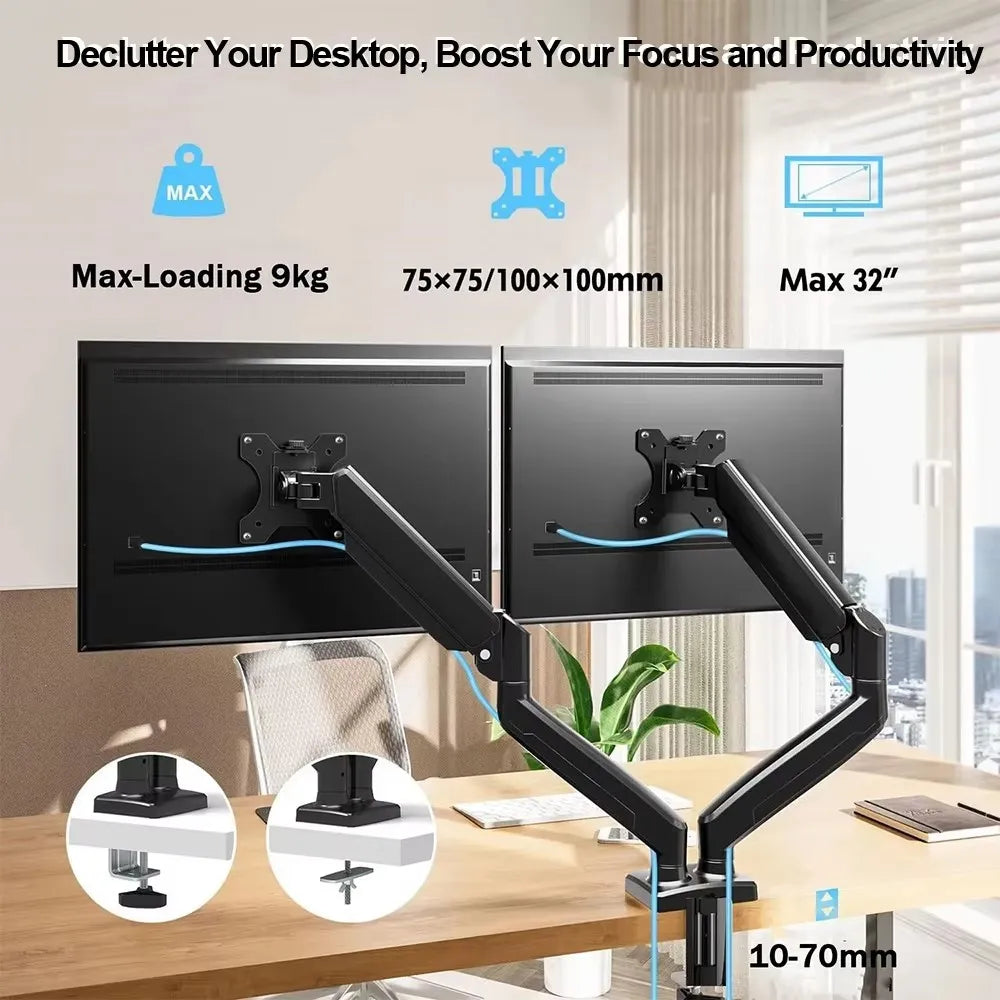 Single Dual Monitor Mount Up To 32 Inch Screens Adjustable Dual Monitor Stand For Home Office